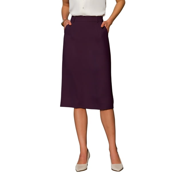 FALDA LÁPIZ ESTILOSA PARA MUJERES CON CINTURA ALTA Y DIVIDIDO EN LA PARTE POSTERIOR PARA TRABAJO Y OCASIONES CASUALES 2XL PÚRPURA