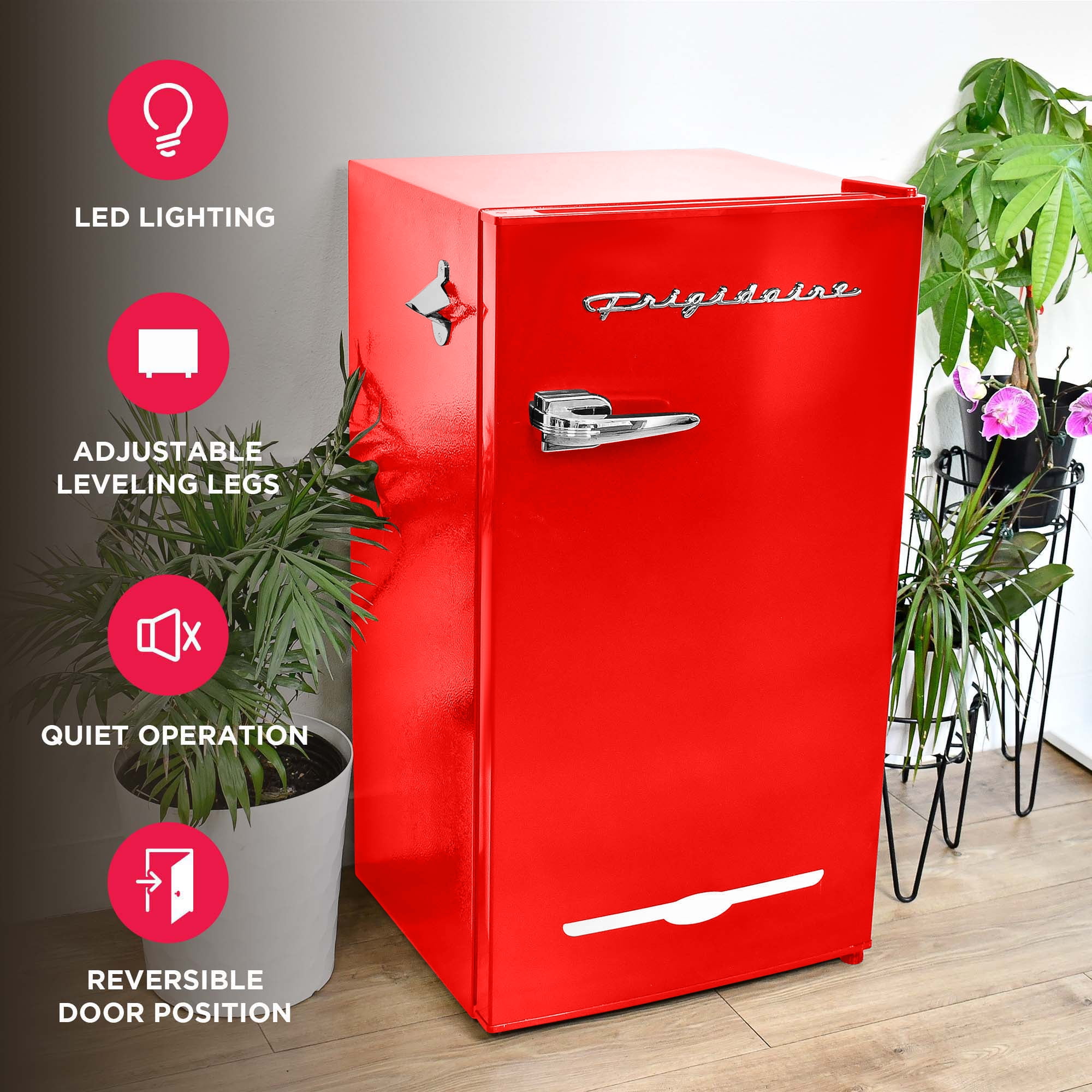 Frigidaire 3.2 Cu. Ft. Retro Compact Refrigerator with Side Bottle Opener EFR376, Red