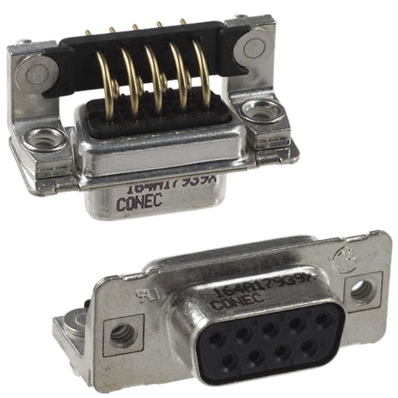 164A17939X Conn D-Subminiature SKT 9 POS Solder RA Thru-Hole 9 Terminal 1 Port, RoHS
