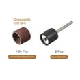 thumbnail image 2 of Uxcell 100 Pack 1/2 Inch Sanding Sleeves Sandpaper Set 120 Grit with 2 Pack 1/8 Inch Drum Mandrels for Rotary Tools, 2 of 5