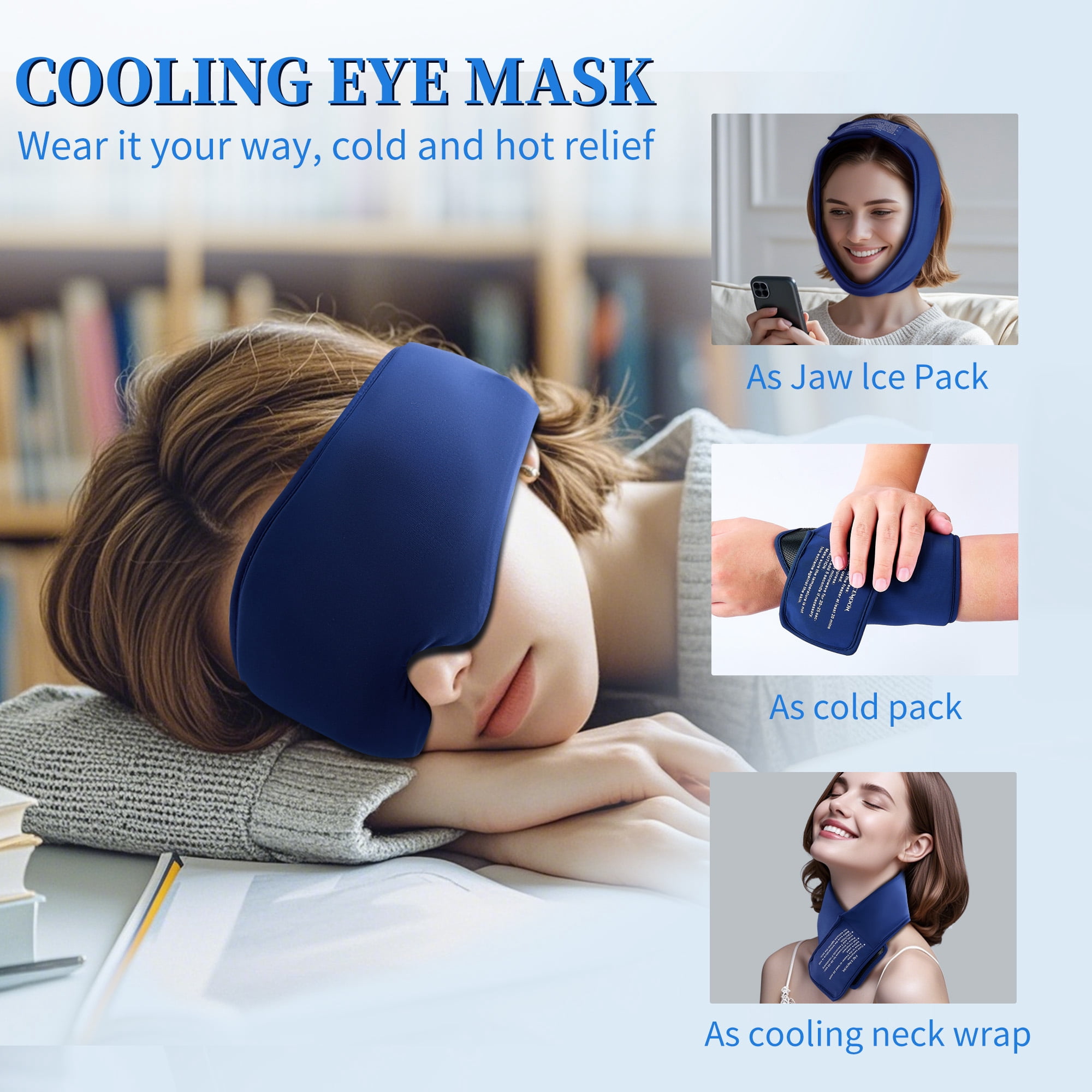 FACEMOON Reusable Cooling Gel Eye Mask, Cold Compress for Puffy Eyes & Relaxation, Soft Eye Ice Pack