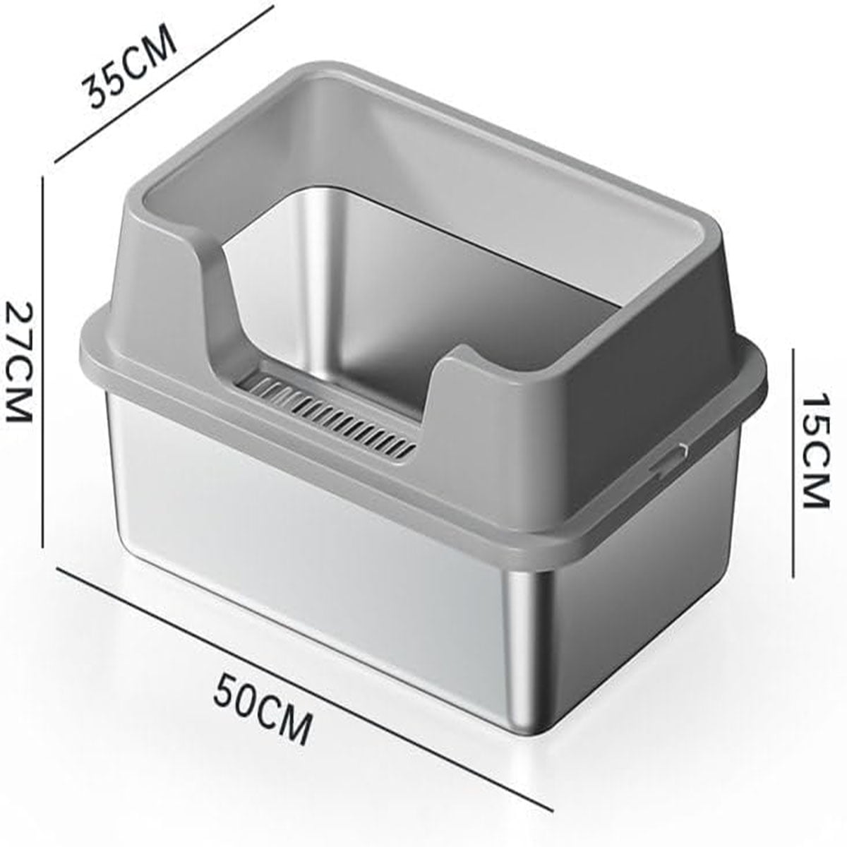 Ataucjin Extra Large Enclosed Stainless Steel Cat Litter Box, Metal Litter Pan for Big Cats, High Wall Sides & Non-Stick Bottom, Anti-Leakage & Odor-Resistant, Easy to Clean for All Cats