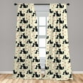 thumbnail image 5 of Ambesonne Feminine Curtains, Dog Cat Pet Love Romance, Pair of 28"x84", Beige Black Red, 5 of 5