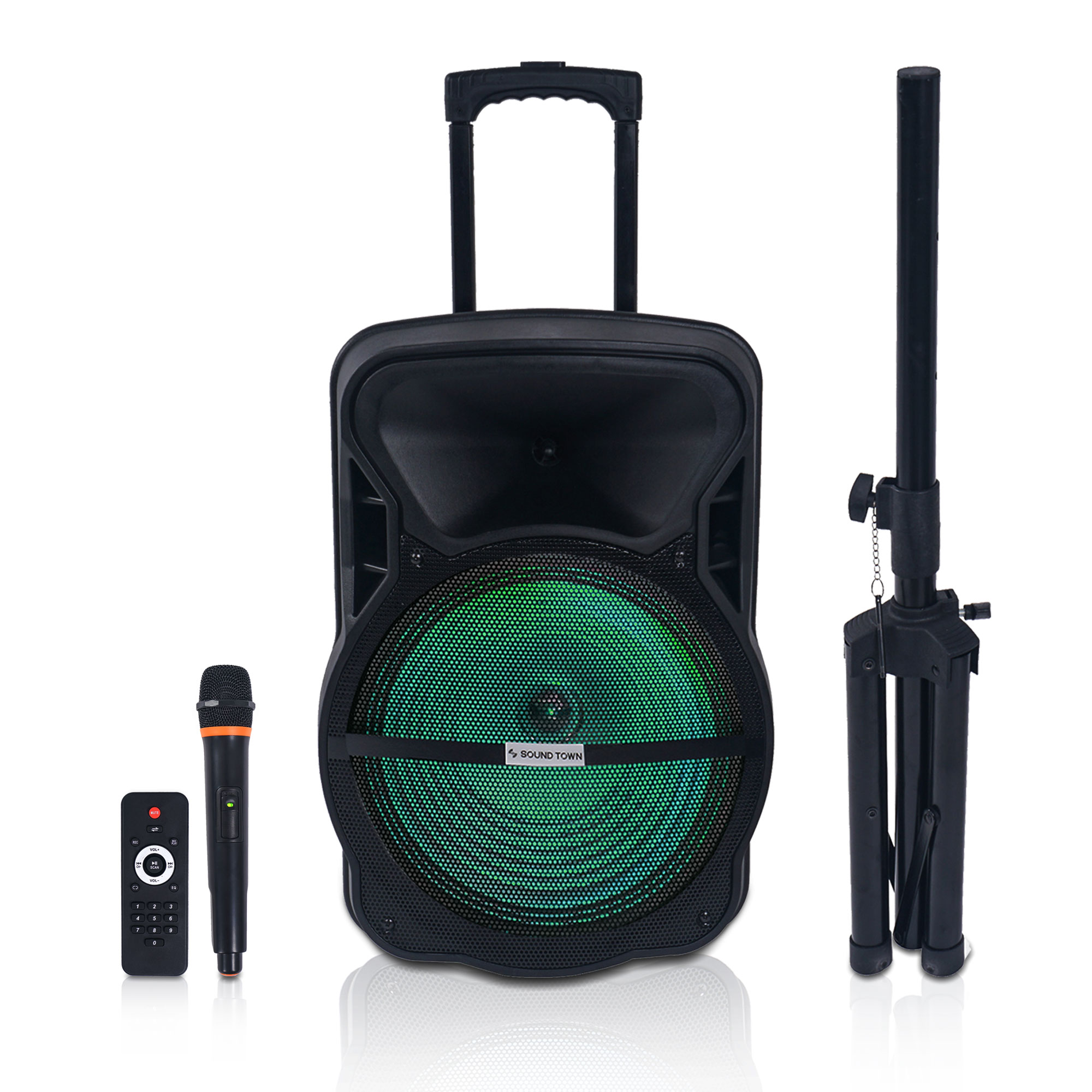 Sound Town 15inch 2Way Portable PA Speaker with Builtin Rechargeable
