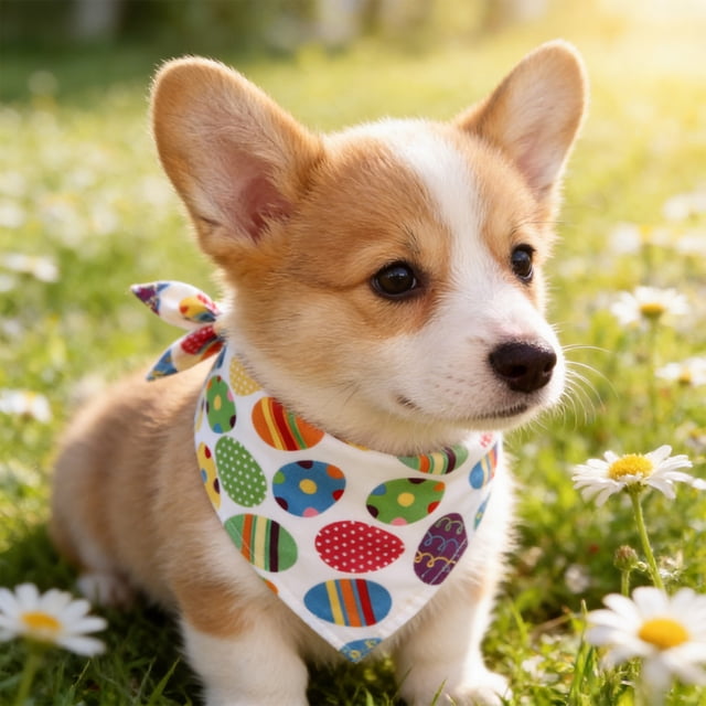 RKSTN Polyester triangular scarf Easter Pet Egg Triangular Bandanas Festive Bib For Cats And Dogs Well For Easter Party Photo Props And Decorations pet supplies