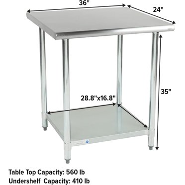 KUARBARR Stainless Steel Table For Prep & Work With Undershelf 18 X 24