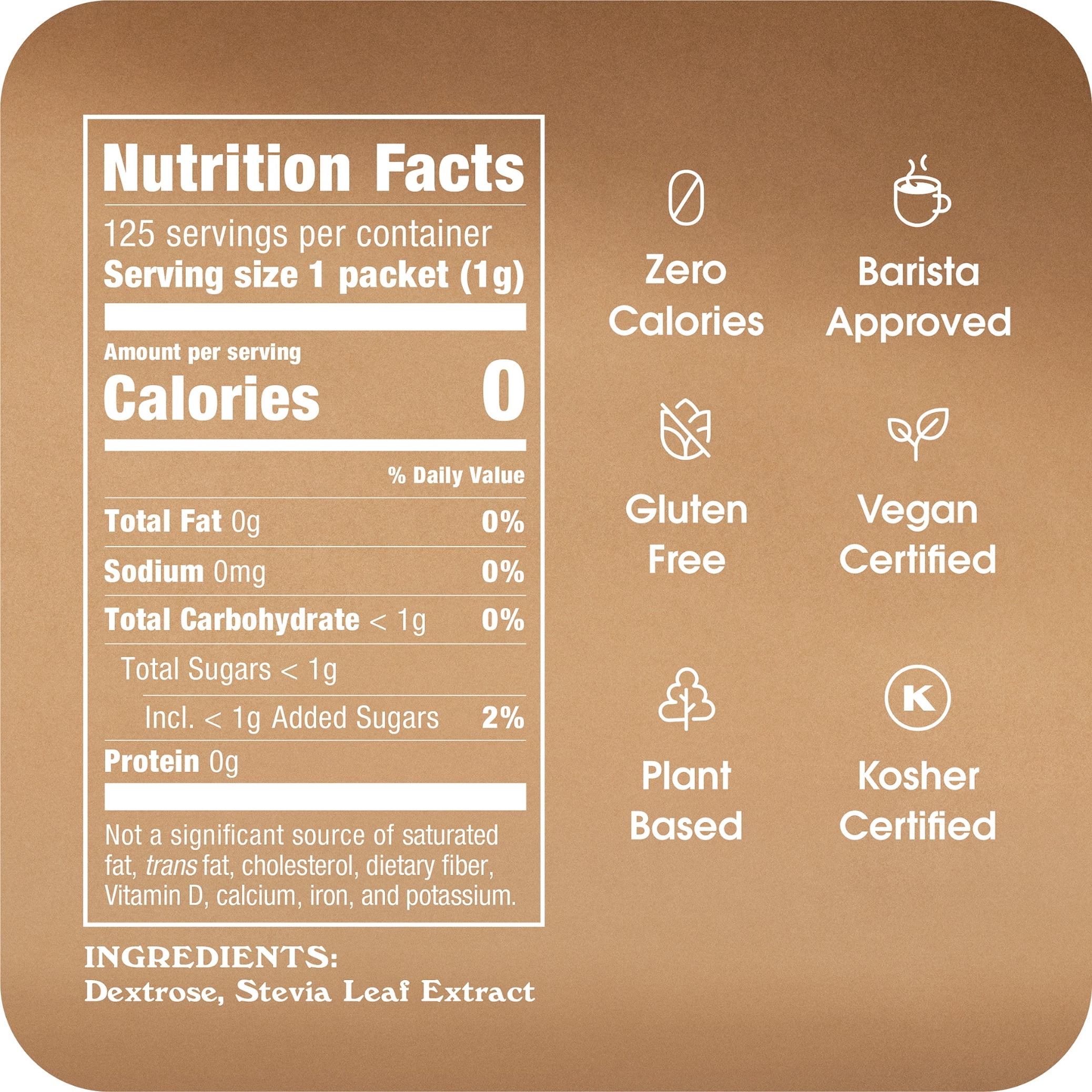 Stevia In The Raw Zero Calorie Sweetener, Sugar Substitute Packets, Vega, 125 Count, 4.4 oz