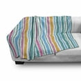 thumbnail image 3 of Pinstripe Soft Flannel Fleece Throw Blanket, Aquatic Colors Vertical Lines Torn Paper Effect Stripes on a Plain Background, Cozy Plush for Indoor and Outdoor Use, 60" x 80", Multicolor, by Ambesonne, 3 of 6
