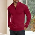 thumbnail image 4 of Men's Half Zip Cable Knit Sweater with High Neck, Long Sleeve Pullover, 4 of 5