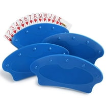 LotFancy 4Pcs Playing Card Holder for Kids Seniors, Plastic, Blue