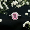 thumbnail image 3 of Rosec Jewels Lab Grown Pink Sapphire Emerald Cut Engagement Ring with Halo - 8X10 mm - Pink Sapphire Diamond Ring for Women, 10K White Gold, US 7.00, 3 of 9