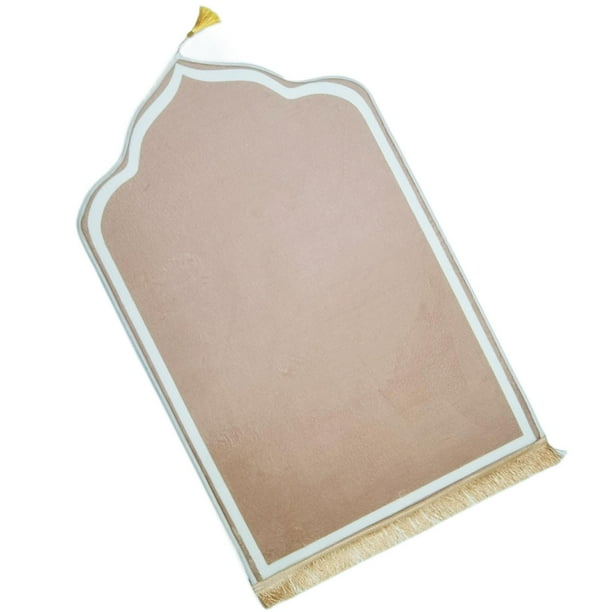 Alfombra de oración, manta de adoración, lavable, antideslizante, plegable Beige