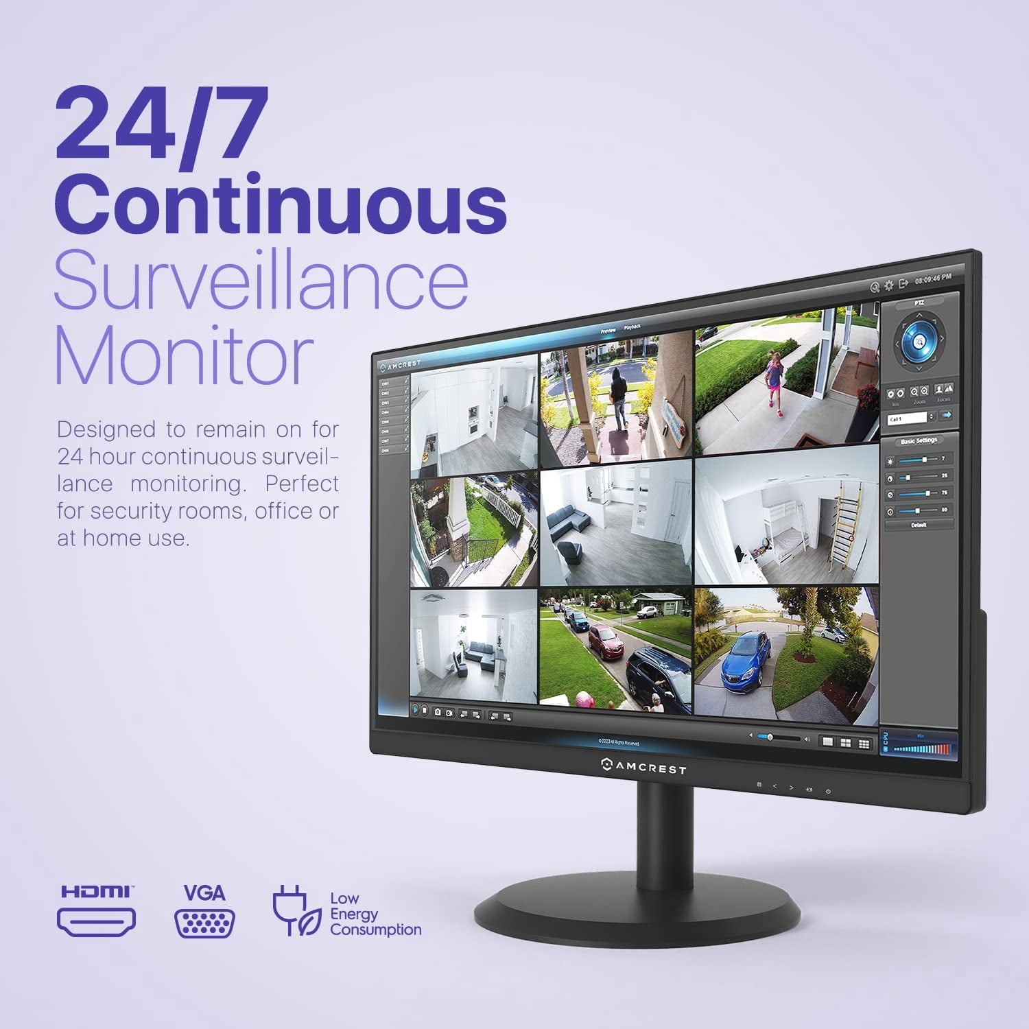 Amcrest 22" 1080p W-LED 60 Hz Computer Monitor, Black, AM-LM22