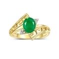 thumbnail image 1 of RYLOS Rings for Women 14K Gold Plated Silver Greek Key Designer Ring 9X7MM Gemstone & Diamond Ring May Emerald Jewelry Size 9, 1 of 7