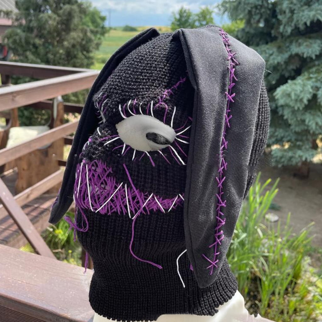 Tibvox Knitted Full Face Cover Ski Mask for Men, Halloween Thermal Winter Warm Knit Beanie Balaclava for Outdoor Sports