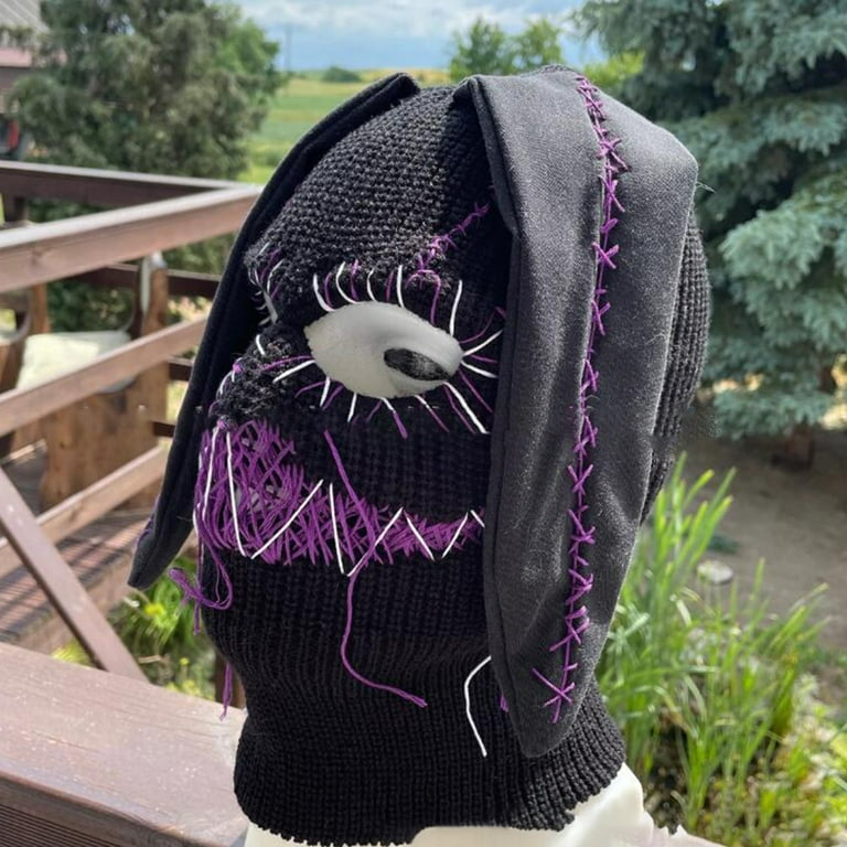 Yokua Balaclava Hat Halloween Balaclava Devil Horn Beanie Mask