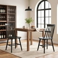 thumbnail image 6 of Farmhouse Wooden Dining Chairs Set of 2, Windsor Spindle Back Chair for Kitchen & Dining Room, Black, 6 of 9