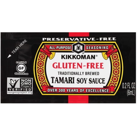 Kikkoman 6 ML Preservative-Free Gluten-Free Tamari Soy Sauce Packets  200 Count