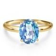 thumbnail image 3 of Gem Stone King 14K Yellow Gold Millennium Blue Mystic Quartz Engagement Ring for Women | 3.60 Cttw | Oval 11X9MM | Gemstone Birthstone | Size 5, 3 of 6