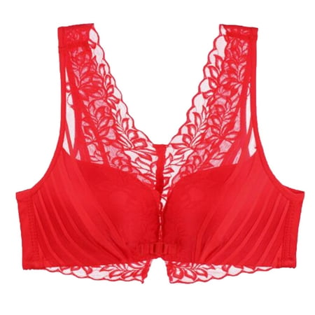 

Akiihool Womens Bras Comfortable Lace Desire Underwire Bra Full-Coverage Lace Bra with Underwire Cups Plunging Underwire Bra for Everyday Comfort (Red 38/85C)