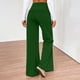 thumbnail image 5 of Amzcrzy Pantalones Palazzo Mujer Anchos Cintura Alta Cómodos Holgados Elegantes Casuales Verano Playa Ligeros Sin Costura Delantera Suaves Elásticos Con Bolsillos Tallas S-2XL Verde, 5 of 7