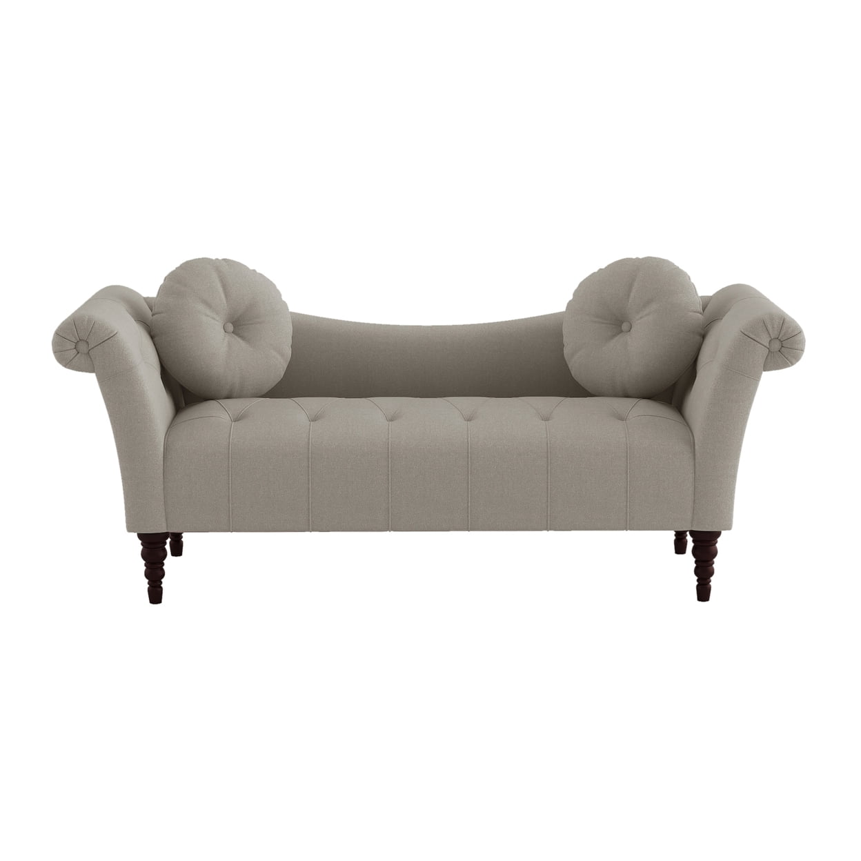 Tonier 75 in. Brown Textured Fabric Upholstery Settee with 2 round pillows