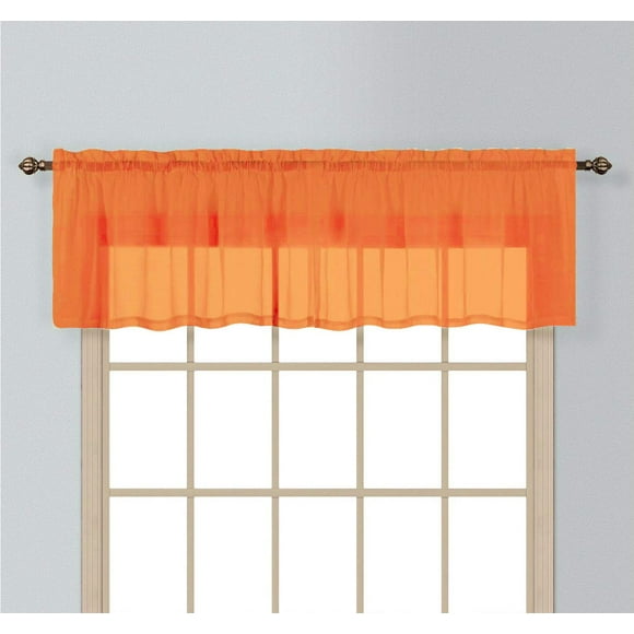 California Drapes 1PC Sheer Voile Window Treatment Valance for Kitchens, Bathrooms, Basements & More (Orange, 55" X 14")