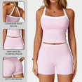 thumbnail image 4 of AEXTO 2 Piece Women's Sportswear Tank Top With High Waisted Hip Lifting Shorts Gym Yoga Exercise Clothing, 4 of 8
