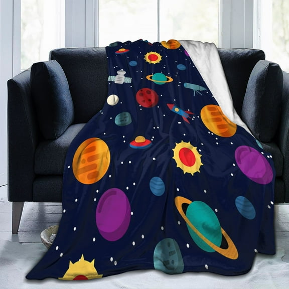 LHSHID Kids Throw Blanket for Boys Fleece Space Blanket Plush Dark Blue 30x40inch