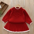 thumbnail image 2 of SHTXOZHI Kids Girl's Sweater Set Long Sleeve Knitted Tops Pleated Skirt Fall Winter 2 Pcs Toddler Outfit, 2 of 7