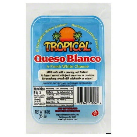 Tropical Queso Blanco 16oz, Fresh White Cheese, Vacuum Packed