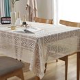 thumbnail image 1 of kurtrusly Crochet Tablecloth Rectangle Table Cover Handmade Dustproof Embroidery Oilproof Wedding Party Dining Room Decor 140*250CM, 1 of 8