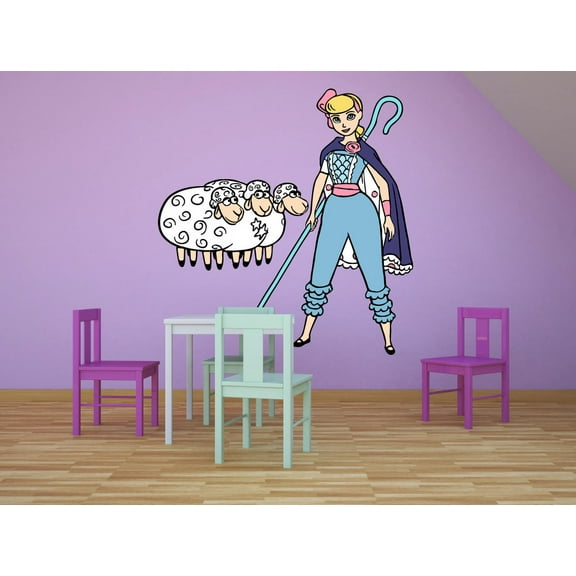 Toy Story Little Bo Peep Sheep Colorful Decors Wall Sticker Art Design Decal for Girls Boys Kids Room Bedroom Nursery Kindergarten House Fun Home Decor Stickers Wall Art Vinyl Decoration (30x30 inch)