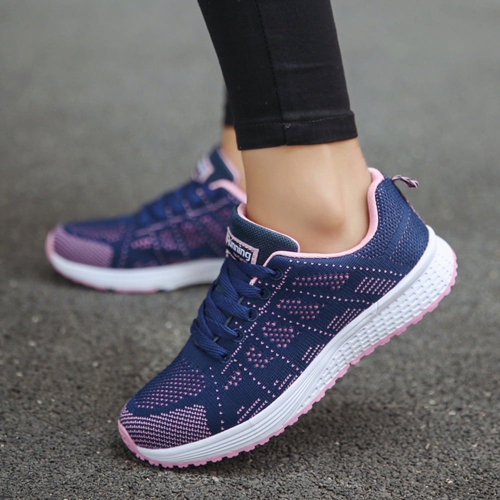 fukaraa Women's Lace Up Low Top Hiking Shoes Lightweight Solid Mesh Breathable Trekking Shoes