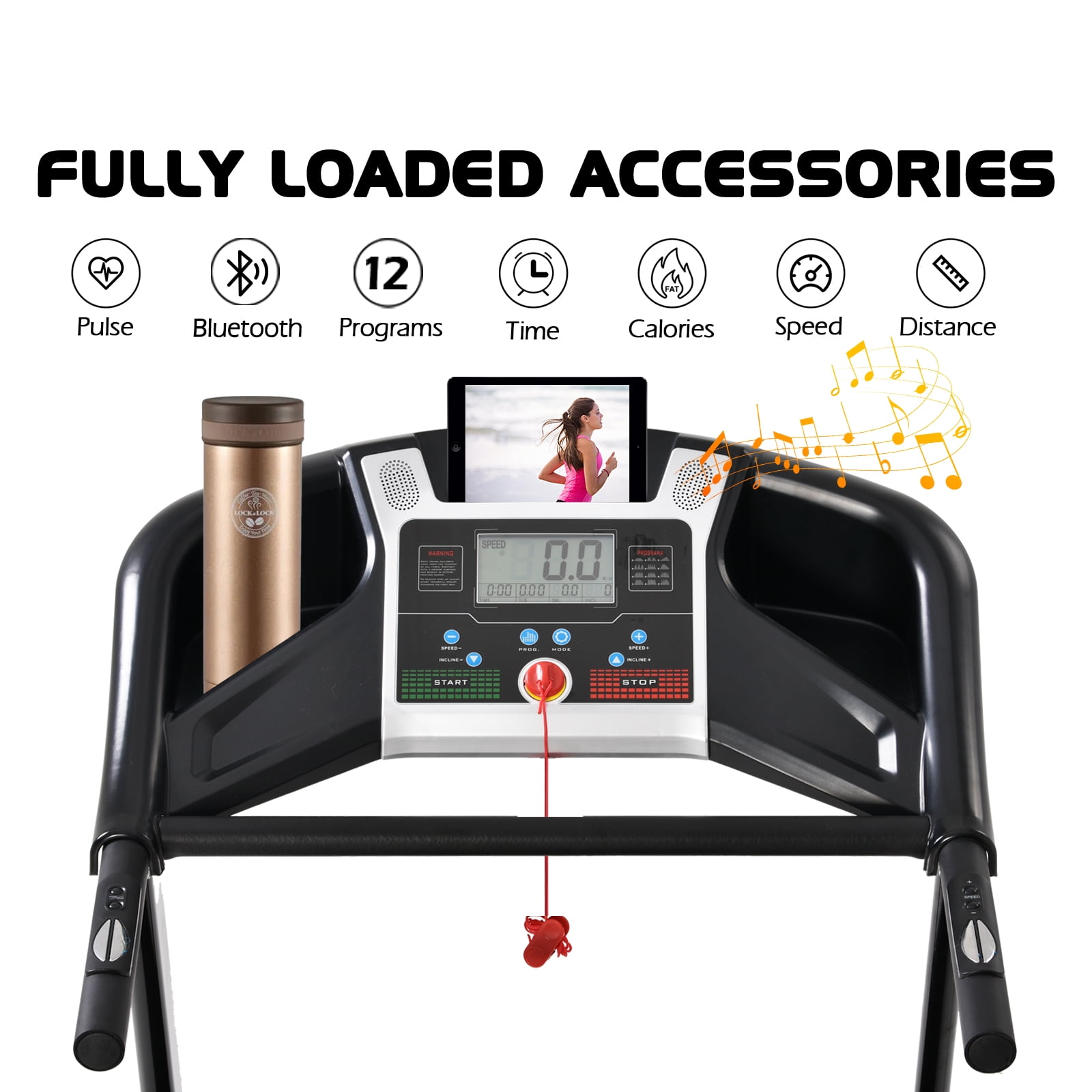 FLIMDER 330LBS Capacity 15% Auto Incline Folding Treadmills with APP for Home, 3.5HP 10MPH Speed Bluetooth Heart Rate Sensor for Running Walking Jogging Exercise Fitness