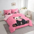 thumbnail image 3 of Homewish Kawaii Panda 7-Piece Twin Bedding Sets for Kids Children Teens,Pink Bubbles Bedding Comforter Set,Cute Animal Breathable Sheet Sets,Super Cozy Room Decor,Reversible, 3 of 8