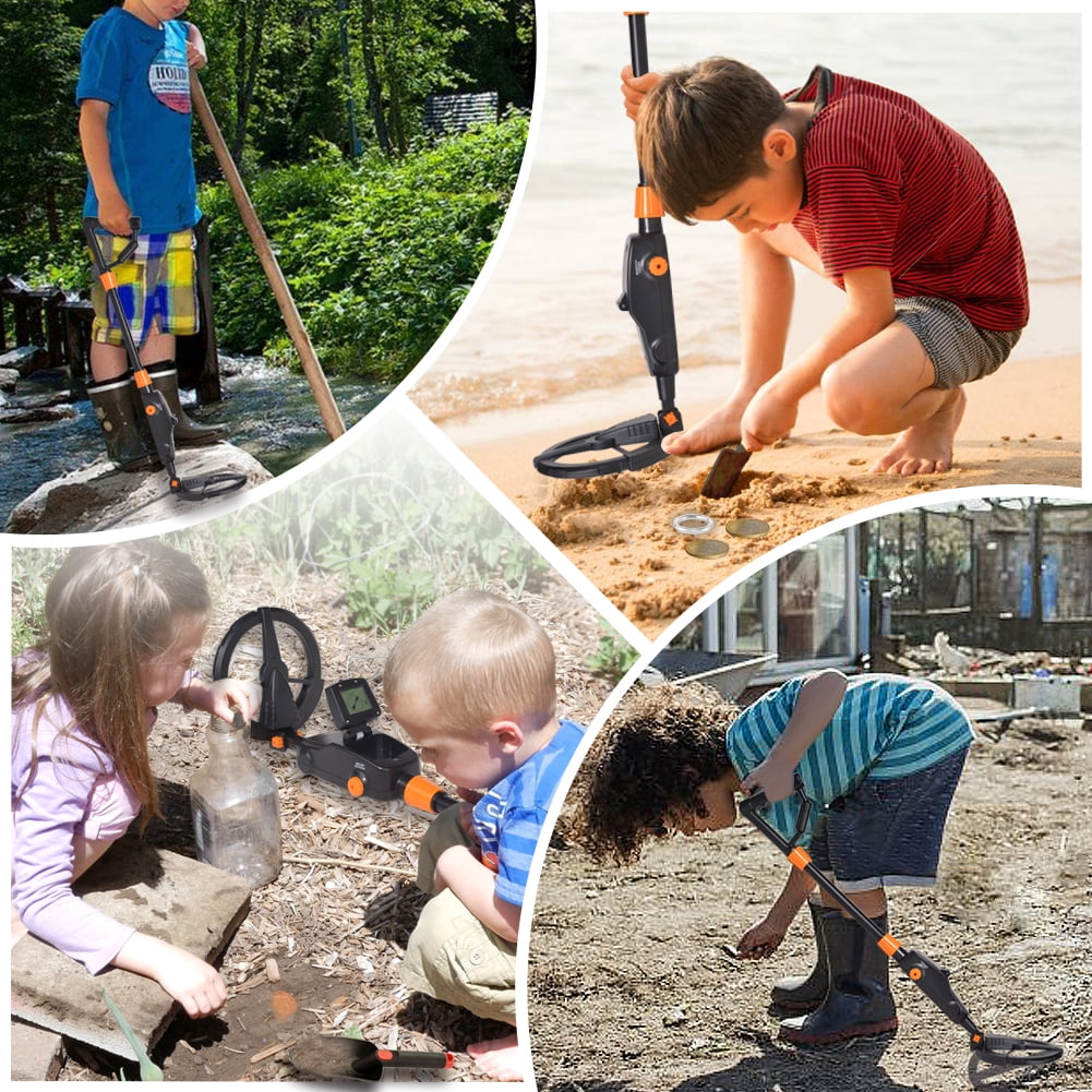 Metal Detector Lightweight Waterproof Treasure Hunter for Kids & Adults, Adjustable 30-42 inch, 6.5" Search Coil, Beach & Shallow Water Use