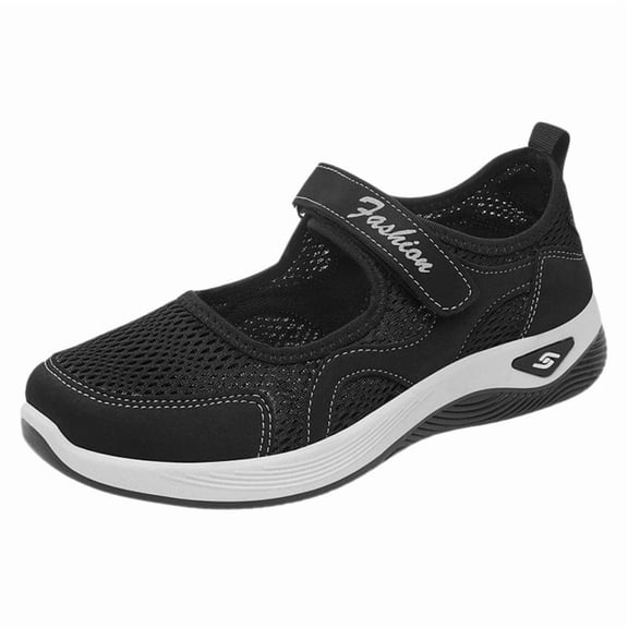 CHICVOMEY Comfortable Women's Sneakers Lightweight Hook‑and‑Loop Mary Jane Shoes Breathable Mesh Walking Shoes Ideal for Daily Wear & Walking