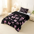 thumbnail image 2 of Manfei Pink Bowknot Print Twin Comforter Sets For Kids,Lovely Bow Tie Pattern Bedding Set For Girls,Black Reversible,2-Piece, 2 of 7