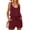 Wine, variant on HOMBOM Women Jumpsuit With Pockets Sleeveless Black Round Neck Solid Color Rompers Jumpsuit Shorts L