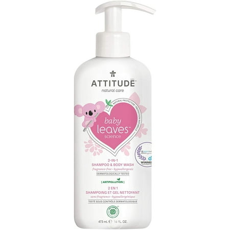 (2 Pack) Attitude Baby Leaves 2-In-1 Shampoo Fragrance-Free 16oz