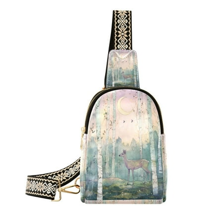FORMRS Womens Crossbody Sling Bag Travel Daypack Shoulder Chest Backpack, Night Deer