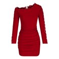 thumbnail image 4 of Blczomt Long Sleeve Womens Dresses Mini Red Lace Sexy Bodycon Off Shoulder Party Trendy Dresses, 4 of 6