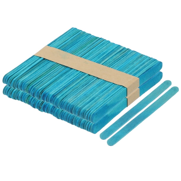 100pcs Palitos de Madera para Manualidades, Palitos de Helado de 4.5 Pulgadas para Manualidades DIY Azul