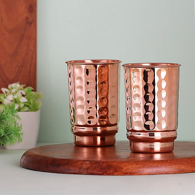 Set of Two Pure Copper Hammered Tumblers