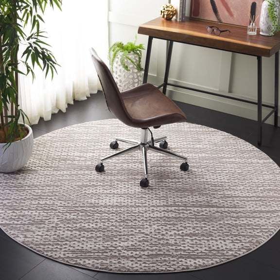 Safavieh Revive Luanne Abstract Polyester Area Rug, Taupe/Ivory, 6'7" x 6'7" Round