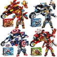 thumbnail image 2 of Nuevo producto 2076 serie superhéroe vengadores escuadrón ensamblado Capitán de hierro motocicleta transformación Mech bloques de construcción Juguetes xuanjing unisex, 2 of 2