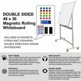 thumbnail image 4 of Double-Sided Mobile Whiteboard Magnet Dry Erase Board on Wheels - Aluminum Frame Magnetic Portable Stand Whiteboard- 48"x36" Rolling White Boards with Easy Flip Feature, 4 of 4
