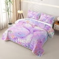 thumbnail image 3 of Erosebridal Pink Mermaid Tail Twin Quilt Set for Girl, Marine Animal Twin Coverlet Set, 2pcs, 3 of 7