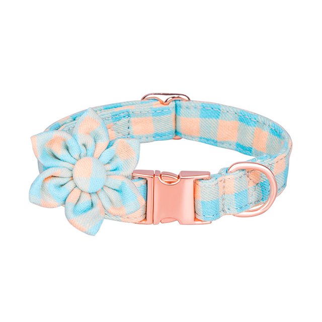 Collar de perro con correa de flores, Collar de perro de algodón ajustable, Collar seguro suave para mascotas, Collar de perro para niña, flor Ormromra CPB-US-YY358-1